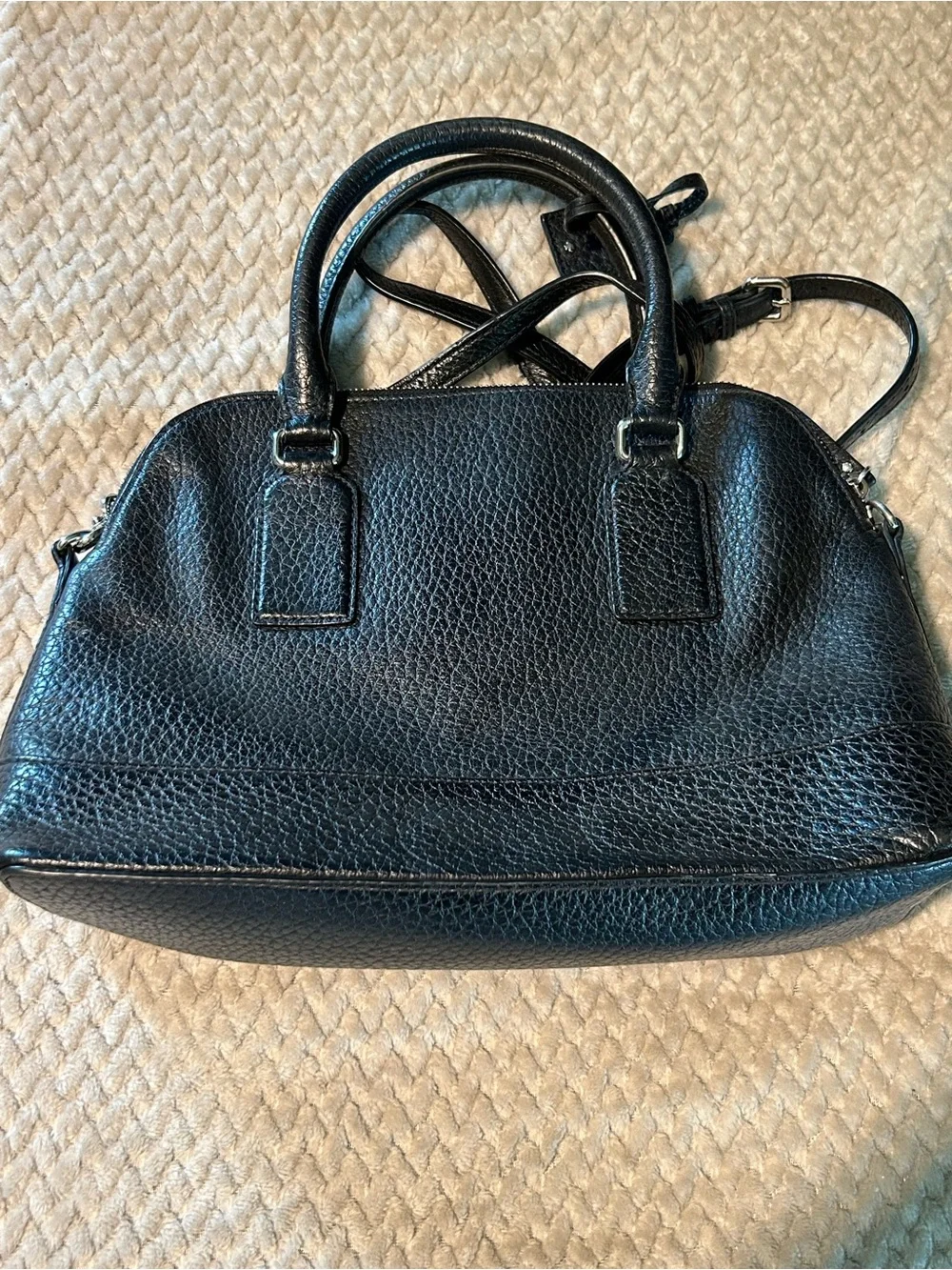 kate spade Black Pebbled Leather Satchel with Crossbody Strap